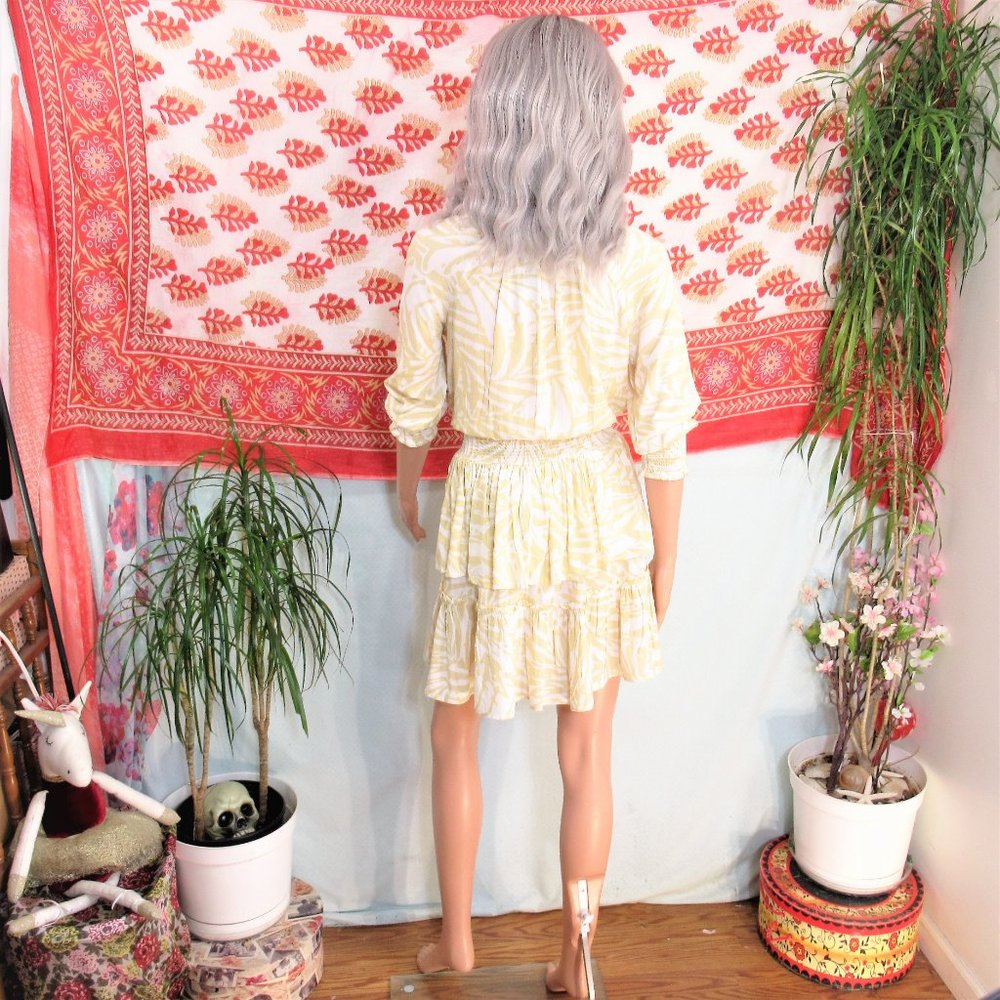 Patrons of Peace White Prairie Boho Peasant Ruffles Smock Dress - Picture 11 of 15